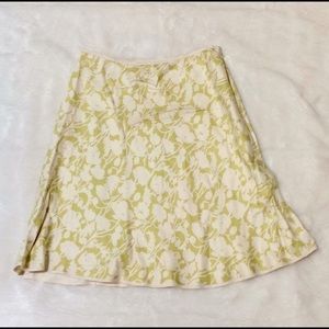Ann Taylor A-Line Skirt in Cream and Light Green